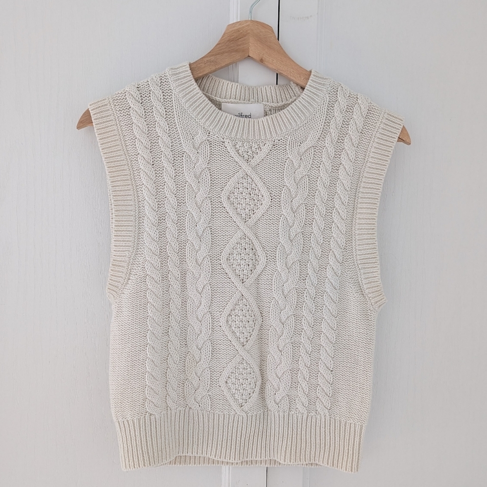 Wilfred Ivory Cable Knit Sleeveless Sweater Vest